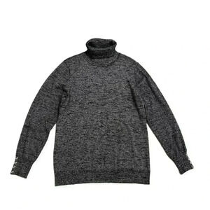 Carolyn Taylor Embellished Sweater Size L Gray Long Sleeve Turtleneck